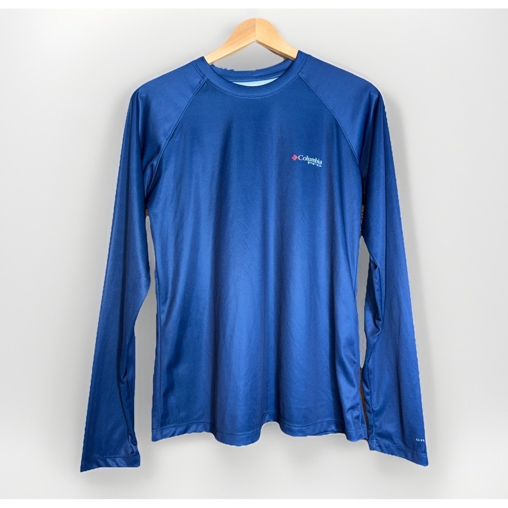 Columbia Women's Size S Tidal Tee PFG Fish Flag‎ Long-Sleeve Shirt Blue UPF 50